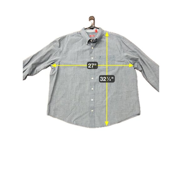 Izod Long Sleeve Button Down Shirt Gray Black Sz 2XL Cotton Formal Office Wear - Picture 7 of 9